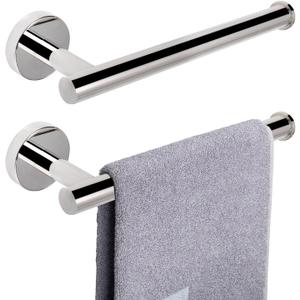 NearMoon Hand Towel Holder/Towel Ring, Thicken Stainless Steel Hand Towel Bar for Bathroom, Rustproof Wall Mounted Towel Rack, Contemporary Style Bath Accessories, 9 Inch (2 Pack, Chrome Finish)