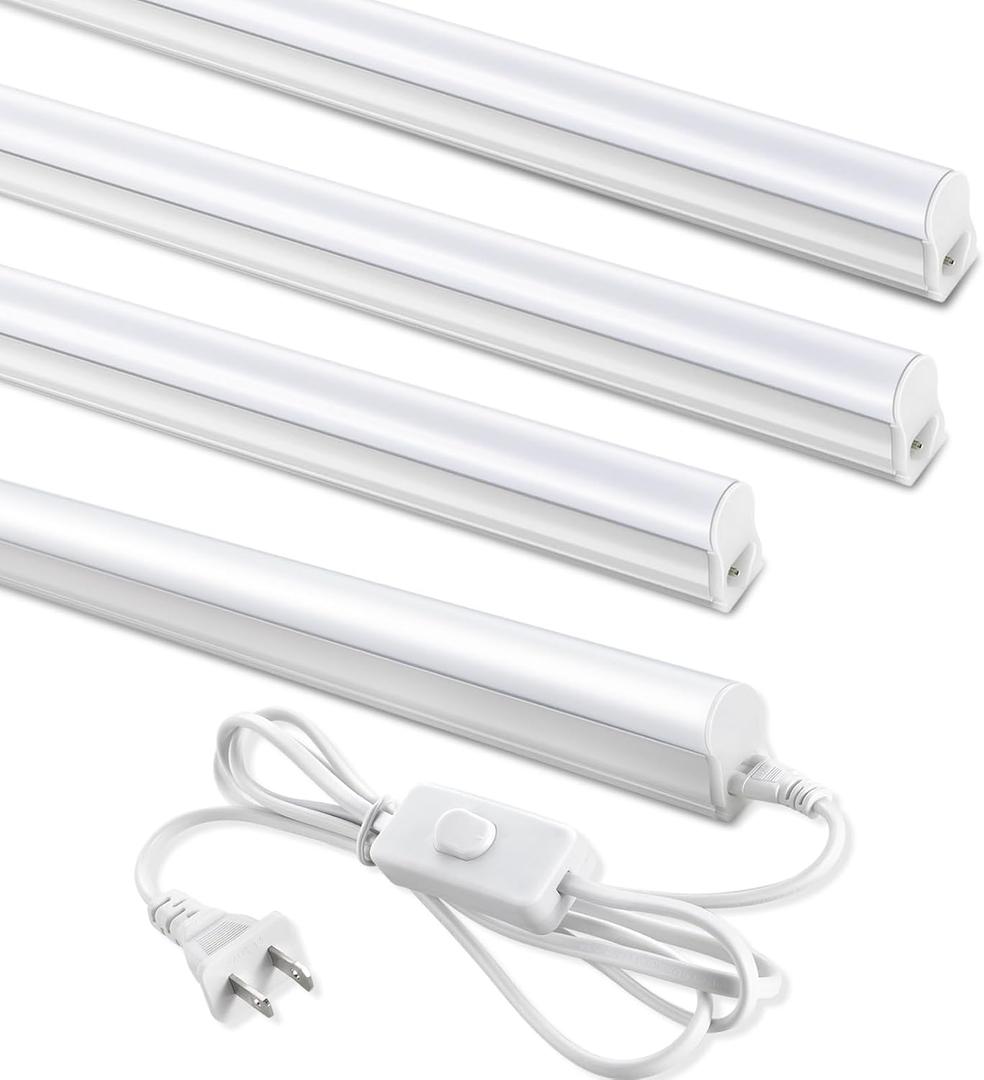T5 LED Shop Lights 4FT, 20W 2800lm 6500K, Cabinet and Garage Light 4 Pack