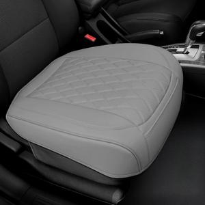 BEITK 1 Pack Leather Front Car Seat Cover Bottom Car Seat, Anti-Slip and Full Wrap Driver Car Seat Protectors, Luxury Waterproof Bottom Auto Seat Cushion Pad Mat for Most Vehicles(Gray)