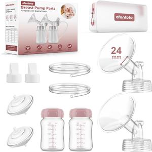 Pump Parts Compatible with Spectra S1/S2/9Plus Breastpump, Full Set Replacement Parts for Spectra Include 24mm Flange, Duckbill Valve, Backflow Protector, Tube, Bottle, Not Original S2/S1 Accessories