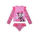 Disney Minnie Mouse Girls UPF 50+ Rash Guard & Bikini Bottom Two Piece Swimsuit Set for Toddlers to Little Kids Dark Pink 5