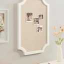 Hogan Framed Scalloped Decorative Wall Pinboard; White; 18 x 30; Rustic Modern Farmhouse Bulletin Board for Wall Organization and Decorative Displays