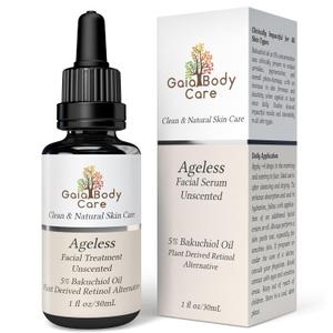 Gaia Body Care 5% Bakuchiol Oil Organic - Anti Aging, Anti Wrinkle, Reduces Fine Lines, Smooths Skin, Hydrates - Botanical Vegan - Natural Retinol Alternative Facial Oil (1oz, Unscented)