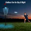 Disc Golf Basket with 24/12 Heavy Duty Chains, Disc Golf Target with Adjustable Height/Sound Reducer & Remote LED Light & Light Up Discs, Durable Practice Goal with Ground Stake for Backyard