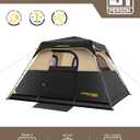 FanttikOutdoor Zeta C4 Pro Camping Tent 4 Person Instant Cabin Tent Setup in 60 Seconds with Rainfly & Windproof Portable with Carry Bag for Family Camping & Hiking, Khaki