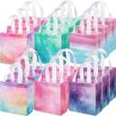 Wesnoy 18 Pcs 36 Pcs Thanksgiving Non Woven Fall Gift Bags with Handles Reusable Party Favor Goodie Bags Bulk, Autumn Rainbow Color Tote for Women Wedding Birthday Bridal Shower Decoration (Tie Dye)