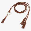 Brown Tassel Braided Waist Belt for Women Skinny Woven Chains Belts Belly PU Leather Rope Jewelry