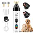 PleySyncz Silent Dog Nail Grinder, Cordless Grooming Pro Nail Grinder, USB Rechargeable Pet Nail Grinder, Painless Paws Grooming for Small Medium Large Dogs & Cats (2 Replacement Heads)