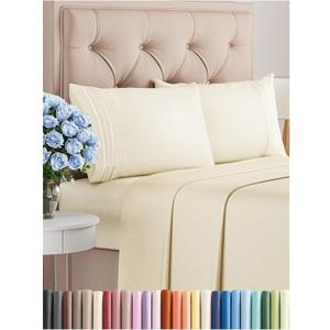 Cal King Size 4 Piece Sheet Set - Comfy Breathable & Cooling Bed Sheets Set - Hotel Luxury Bedding for Women, Men, Kids, Teens, Boys & Girls - Deep Pockets, Soft, Wrinkle Free - Oeko-Tex - Off White