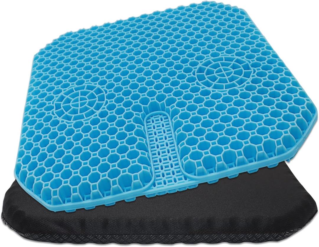 KR Large Gel Seat Cushion, Cooling seat Cushion, Absorbs Pressure Points, Blue Seat Cushion, Wheelchair Cushions, Gel Cushion for Office Chair Home Car seat Cushion, with 1 Non-Slip Cover