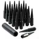M14x1.5 Spike Lug Nuts, 24 PCS Chrome Spiked 14mmx1.5 4.4" Tall Wheel Lug Nuts with 1 Socket Compatible with Chevy Silverado 1500 2500 3500, F-150 F-250 F-350