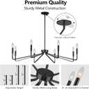 38" Black Chandeliers for Dining Room, 8-Light Modern Farmhouse Candle Style Chandelier, Industrial Hanging Ceiling Light Fixture for Living Room, Kitchen Island, Living Room