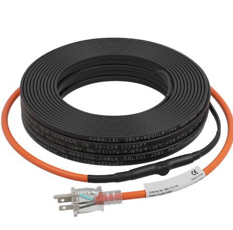 3~100FT Heat Tape for Water Pipes, UL & ETL Certified 25 FT Self-Regulating Pipe Heating Cable with Thermostat for Pipe Freeze Protection, Waterproof Heat Tape for Metal and Plastic Pipes,Black(1pcs)