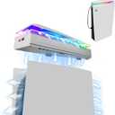 Raryars Console Cooling Fan with Dust Cover Colorful LED Light for PS5 Console Disc Edition & Digital Edition Silent Absorb Fan Cooler with 2 USB Port PlayStation 5 Cooling System