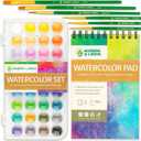Norberg & Linden Watercolor Paint Set - 36 Premium Paints - 12 Page Pad - 6 Brushes - Painting Supplies with Palette, Watercolors, Art Pad Paper and Artist Brushes (Multicolour)