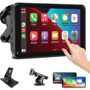 2025 Portable Wireless Carplay/Android Auto Screen for Car,7 Inch HD Touch Screen Car Play with Bluetooth,FM,Mirror Link for All Cars