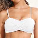 Tempt Me Women Twist Bandeau Bikini Top Strapless Swimsuit Top Only (White, L)