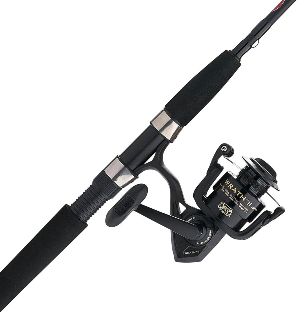 Penn Wrath II Spinning Reel and Fishing Rod Combo, 2500 Size Reel - 6'6" - Medium Light - 2pc