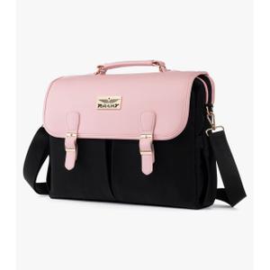 Laptop Tote Bag for Women – 15.6" Canvas Work Bag with 17 Pockets | Black & Beige | Stylish, Durable & Lightweight