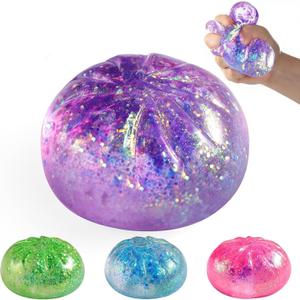 Glitter Dumpling Squishy,Rare Style Sugar Squishies Dumpling Mystery Box, Viral Bao Bun Squeeze Toy,Stress Relief Fidget Toys (Purple)