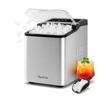 Ice Makers Countertop, 26.5Lbs/24H Ice Machine with 2 Sizes Bullet Ice, 9 Ice Cubes Release in 6 Mins, Self-Cleaning Portable Ice Maker with Ice Scoop and Basket for Home Kitchen Office Bar RV