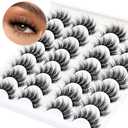 Losha Lashes Fluffy False Lashes 14 Pairs 5D Full Fake Eyelashes Vegan Handmade Faux Mink Lashes Pack (815-Z)