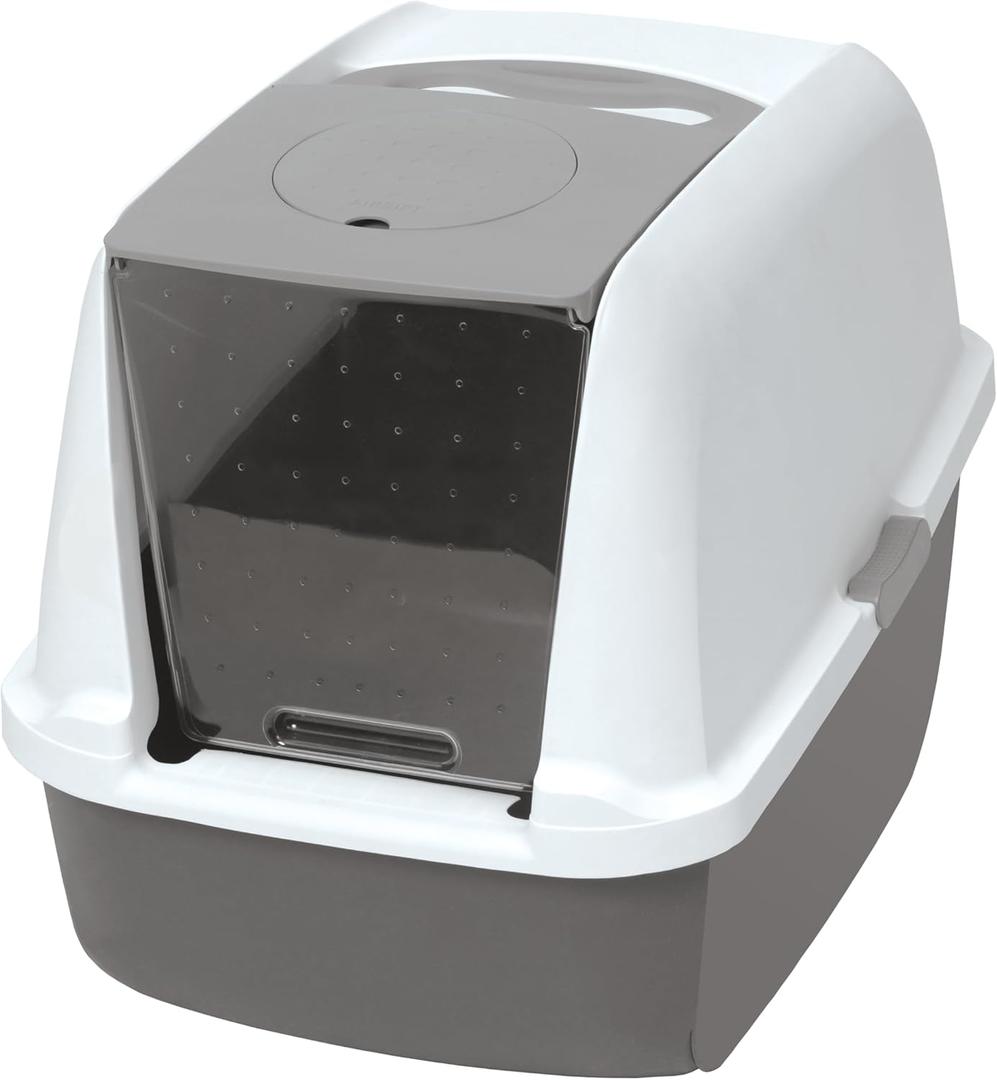 Catit Airsift Litter Pan Large  Covered Cat Litter Box with Dual-Action Odor Control Leak Preventing Design  Includes Filter Pad, Easy to Clean, Reduces Litter Tracking - 22.4 L x 18.3 H x 15.3 W