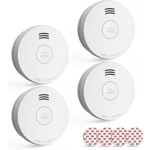 Jemay Smoke Detector with Battery Backup,Smoke Detectorwith Self-Check Function, 4 Packs