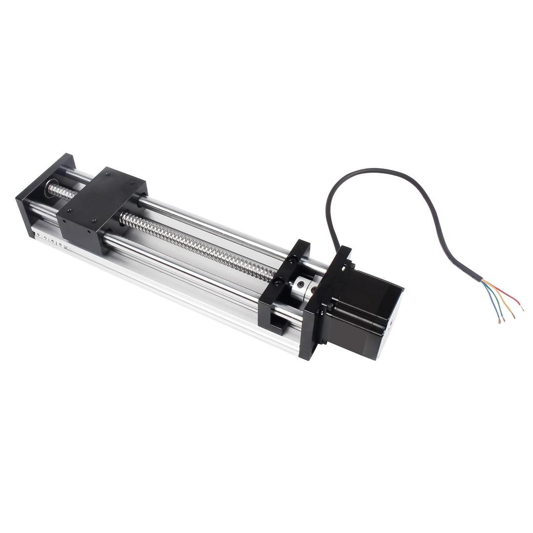 CNC Linear Stage Actuator, Double Optical Axis Linear Slide Rail 1605 Ball Screw CNC Linear Motion Rail Guide with Nema23 Stepper Motor for CNC Router Machine (200mm / 7.87")