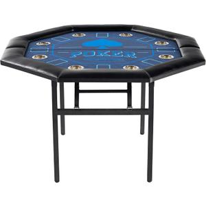 Barrington 48-in Poker Table with Folding Legs and Drink Holders for 8 Players Perfect for Game Rooms