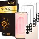 Ailun Glass Screen Protector for Galaxy S25 3 Pack + 3 Pack Camera Lens Tempered Glass Fingerprint Unlock Compatible 0.25mm Anti-Scratch Case Friendly Clear - HD [Not For S25 Plus/S25 Edge/S25Ultra] (Transparent)