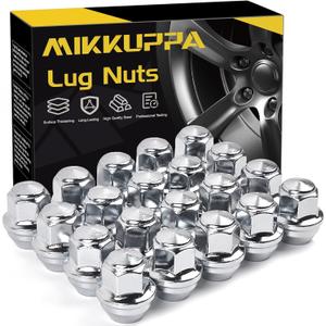 MIKKUPPA M12x1.5 OEM Wheel Lug Nuts, One-Piece Chrome Large Acorn Seat Nuts, Replacement for 2001-2024 Ford Escape, 2000-2021 Focus, 2006-2018 Fusion Factory Wheels (Silver)