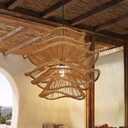 Arturesthome 19.68" Boho Coastal Rattan Pendant Light Multi-Level Woven Rattan Chandelier Wicker Ceiling Light Pendant Lampshade for Dining Room Hallway Foyer