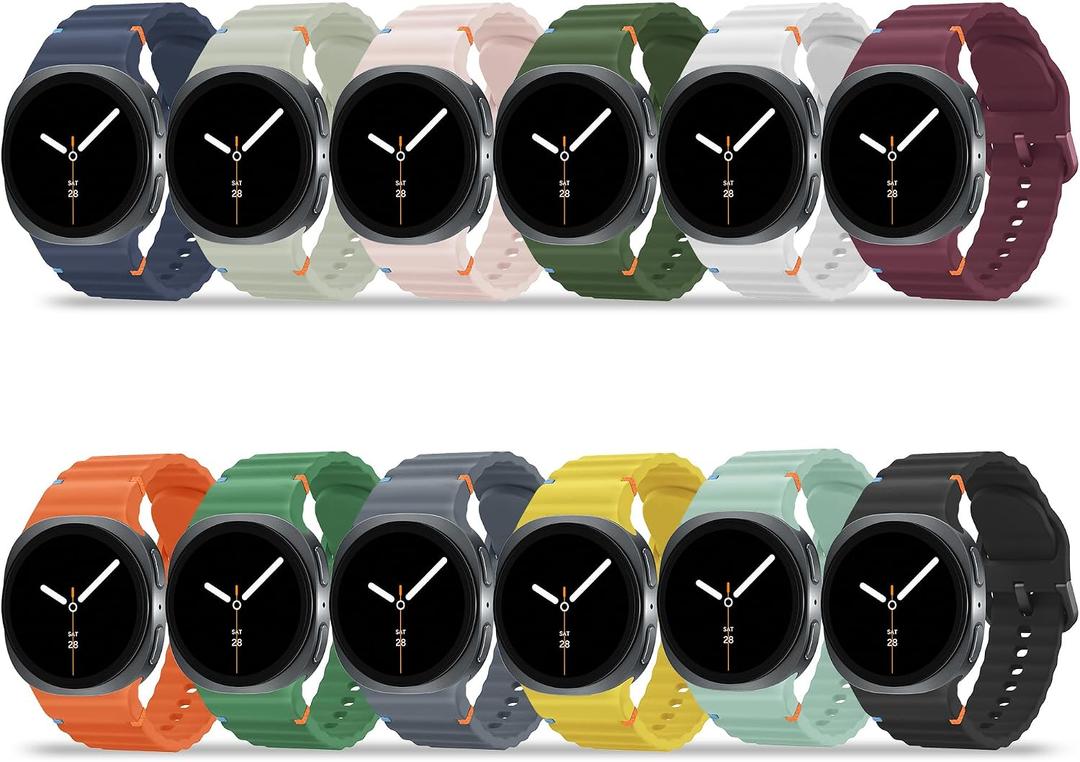 12 Pack Band Compatible with Samsung Galaxy Watch Ultra 47mm/8 7 FE 6 5 4 44mm 40mm/8 6 4 Classic 46mm 47mm 43mm 42mm/5 Pro 45mm/Active 2 Band for Men Women, No Gap Soft Silicone Sport Strap