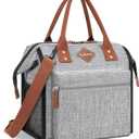 LOKASS Leak-proof Lunch Box for Women Insulated Lunch Cooler Bag Thermal Lunch Tote with Removable Shoulder Strap for Men Adults Large Picnic Bag for Office Work Outdoor, Grey