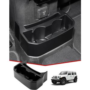 JeCar Backseat Cup Holder Floor Console Mounted Drink Holder Rear Storage Organizer Interior Accessories Compatible with Jeep Wrangler 2018-2023 JL JLU & JT Truck