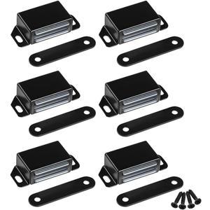 WOOCH Magnetic Door Catch - 30lb High Magnetic Stainless Steel Heavy Duty Catch for Kitchen Bathroom Cupboard Wardrobe Closet Closures Cabinet Door Drawer Latch (2.1 in Black, 6-Pack)