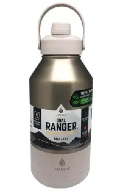Manna Push Stainless Steel Bottle with Push-open Locking Lid and Sipping Spout - 64 Oz 