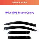 KPY Rain Guards Fit for 1992-1996 Toyota Camry, Out-Channel Window Visors Vent Wind Deflectors 4PC, Car Accessories for 92-96 Camry