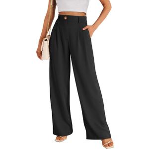 LILLUSORY Wide Leg Dress Pants Women's High Waisted Dressy Trousers (Black) S