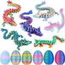 6PCS 3D Printed Dragon Eggs with Dragon Inside, Easter Basket Stuffers Mini Mystery Crystal Egg Fidget Toy, Surprise 3D Printed Animals Toy