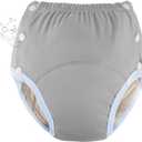 WEEOATAR Unisex Adult Cloth Diaper,Incontinence Cloth Diaper,Swim Nappie,Reusable,Washable and Adjustable with Snaps,Underwear for Seniors,Disability,Postpartum Waist: 22.0-35.4in(Grey,XL)