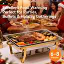 9Qt Chafing Dishes for Buffet, 4 Pack Gold 304 Stainless Steel Chafing Dish Sets, Food Warmers for Parties Buffet,Complete Buffet Servers and Warmers to Keep Food Warm