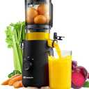 MOKKOM Cold Press Juicer, Updated Large Feed Chute Juice Extractor Machine, High Juice Yield, Slow Masticating Juicer Fit Whole Fruits Vegetables, Black