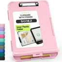 Sooez Reinforced Clipboard with Storage, Inner Plastic Folder Attached, Heavy Duty Clip Boards 8.5x11 with Pen Holder, High Capacity Nursing Clipboards for Teacher Office Home, Letter / A4 Size