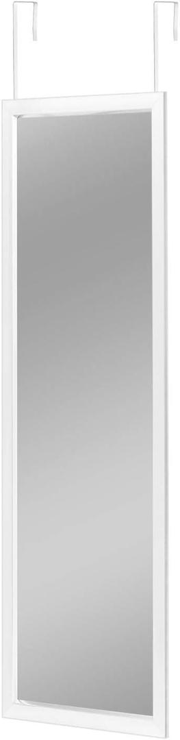 MIRUO Over The Door Mirror Wall Mirror Dressing Make Up Full Length Hanging Door Mirror Polystyrene Frame for Bathroom, Bedroom, Living Room, Dorm and More(White, 47" x 12")