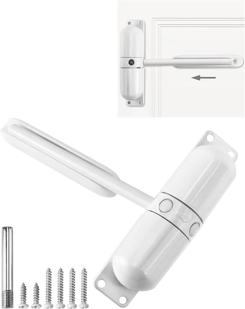 QWORK Safety Spring Door Closer, Used on Doors Up to 150 Lbs, Easy to Install to Convert Hinged Doors to Self-Closing