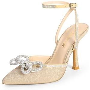 DREAM PAIRS Women's High Heels Destiny Closed Toe Strappy Heels Sexy Rhinestone Ankle Strap Pumps Wedding Bridal Party Dress Shoes Destiny Size 11