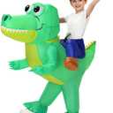 Poptrend Inflatable Crocodile Costume for Kids - Funny Ride on Blow-Up Halloween Costume, Alligator Cosplay for Boys Girls Party Outfit