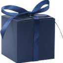 COTOPHER 100pcs Wedding Favor Boxes, Paper Gift Boxes 3x3x3 Inches Small Gift Boxes with Ribbons Small Boxes for Gifts, Crafting, Cupcake, Candy, Bridesmaid Proposal BoxesEasy Assemble Boxes(Navy)